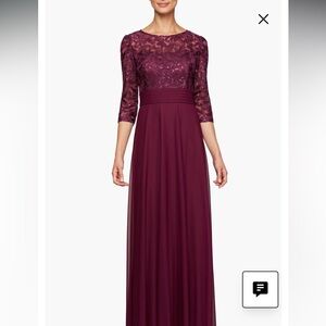 Alex Evenings Burgundy Lace Gown